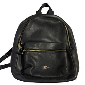 Coach Pebbled Leather Backpack – Dark Navy/Gray Authentic Designer Bag